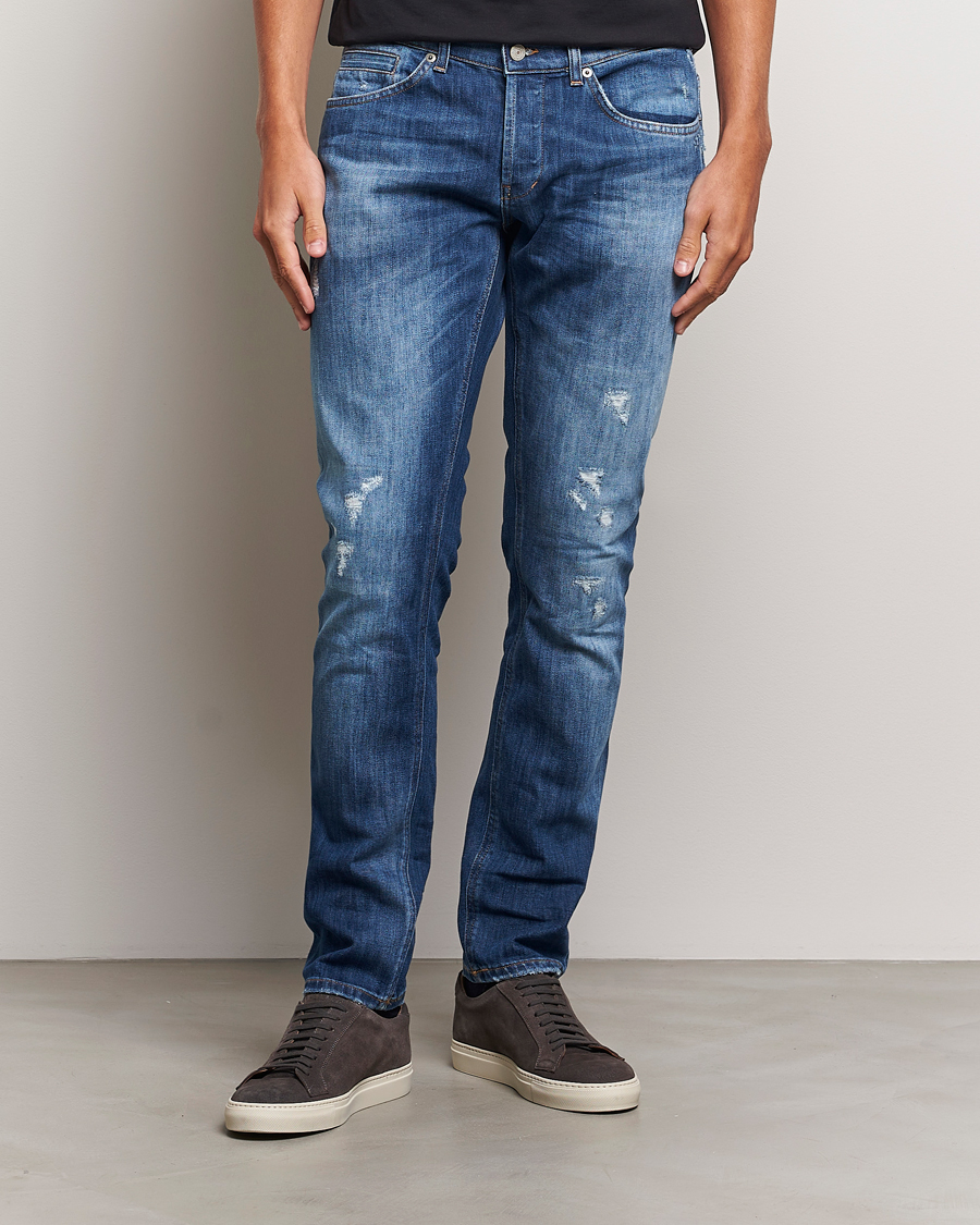 Hombres | Vaqueros | Dondup | George Light Distressed Jeans Medium Blue