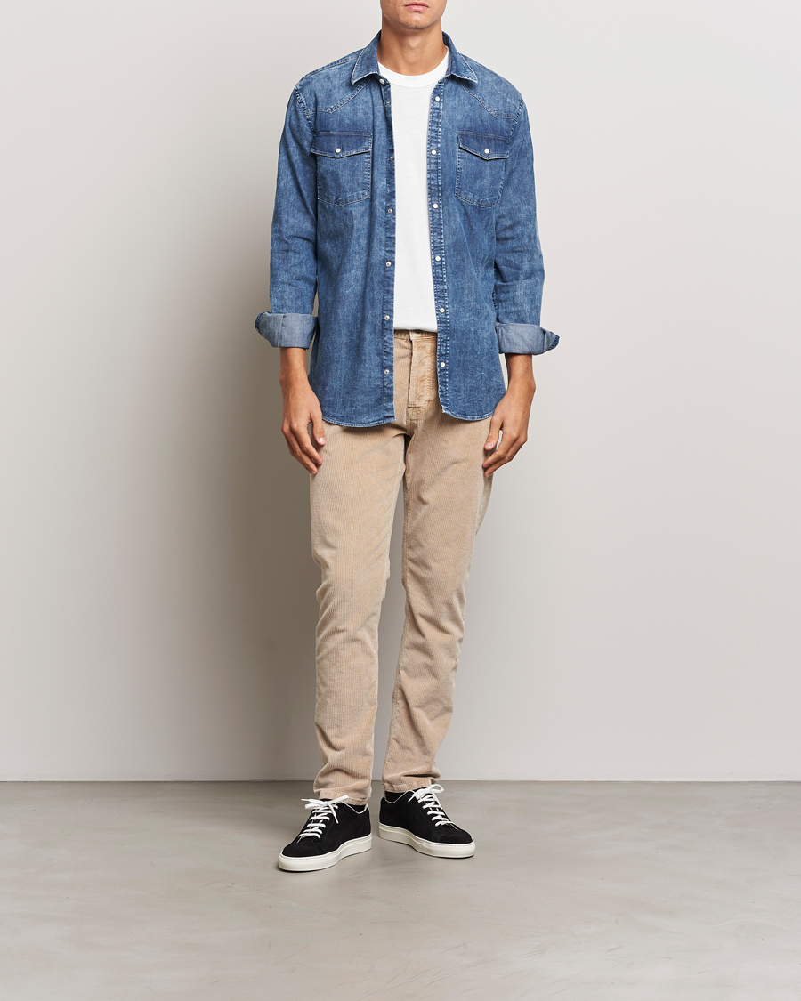 Hombres | Pantalones | Dondup | Icon Corduroy Trousers Light Beige