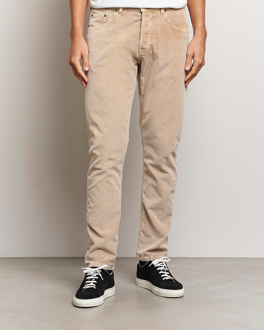 Hombres | Pantalones | Dondup | Icon Corduroy Trousers Light Beige