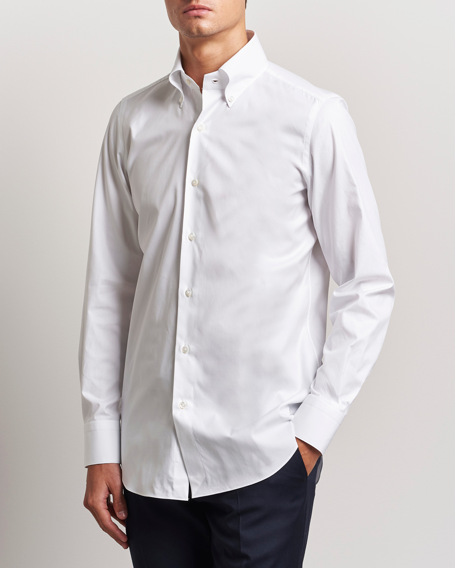 Hombres | Camisas | Finamore Napoli | Milano Slim Oxford Button Down Shirt White