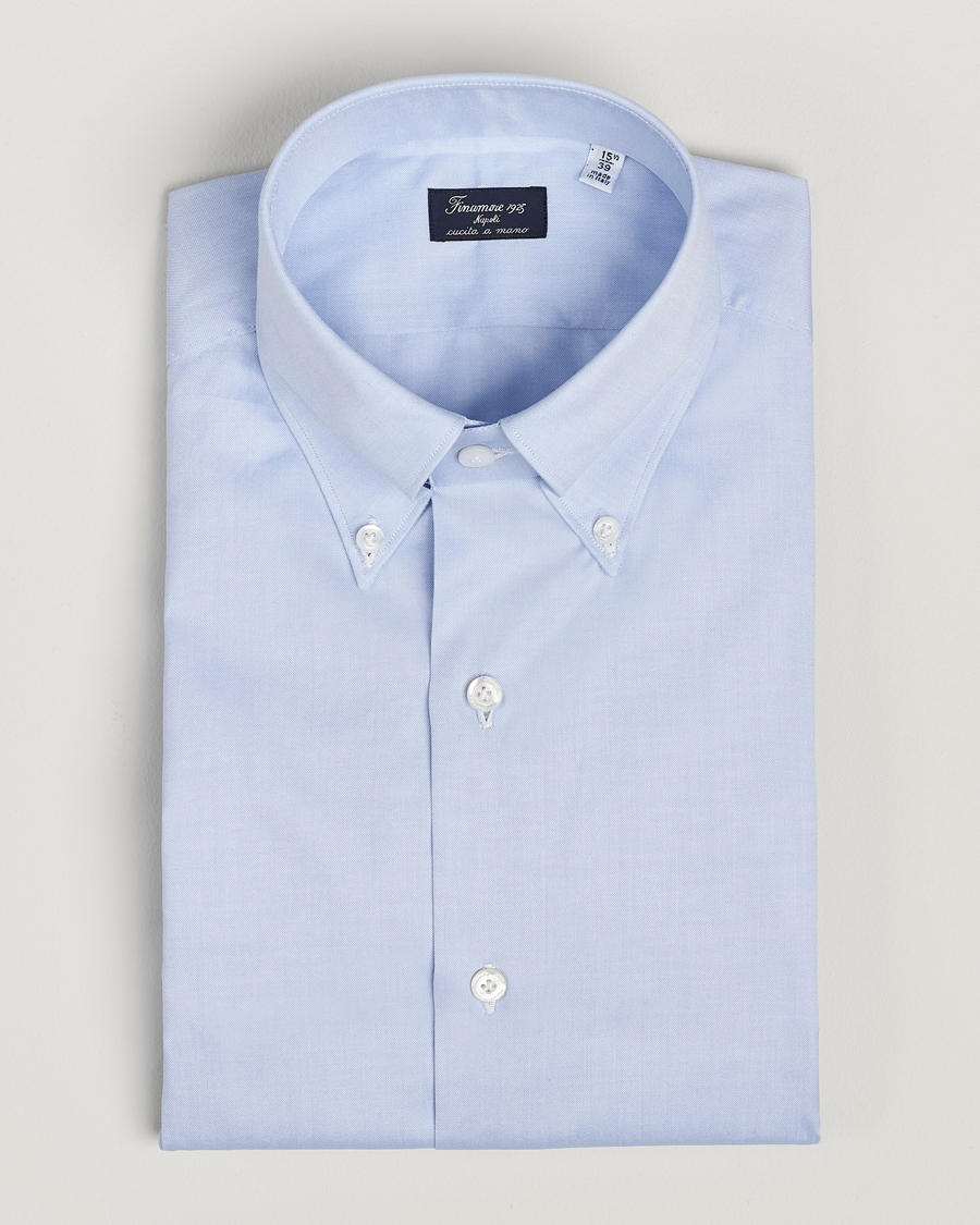 Hombres | Camisas | Finamore Napoli | Milano Slim Oxford Button Down Shirt Light Blue