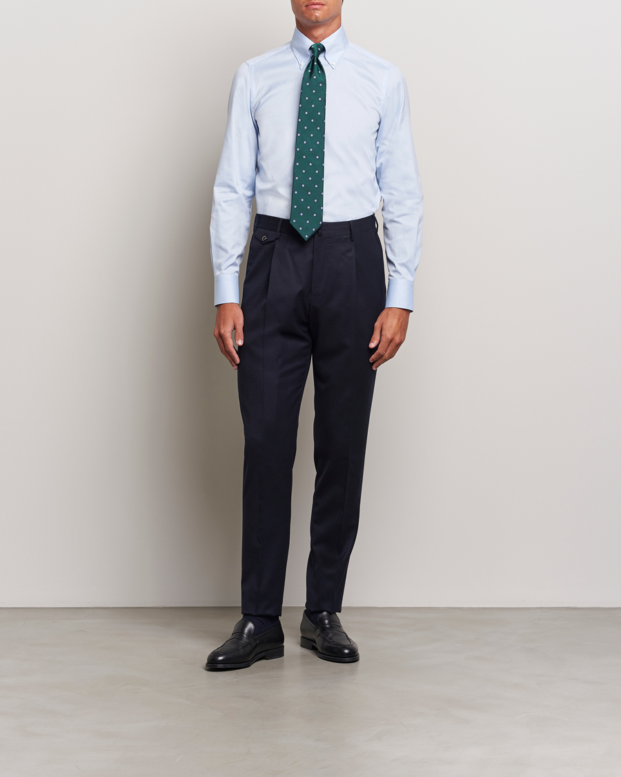 Hombres | Camisas | Finamore Napoli | Milano Slim Oxford Button Down Shirt Light Blue