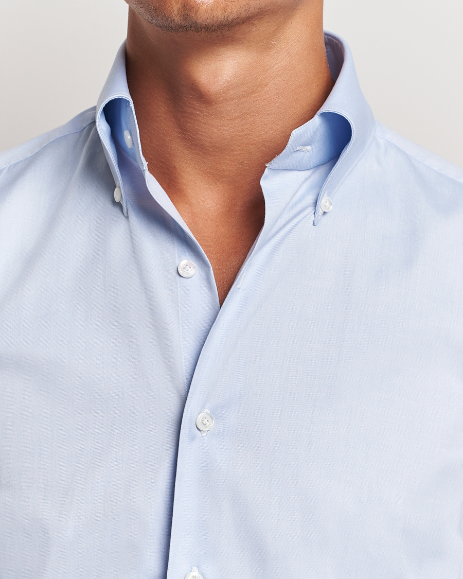 Hombres | Camisas | Finamore Napoli | Milano Slim Oxford Button Down Shirt Light Blue