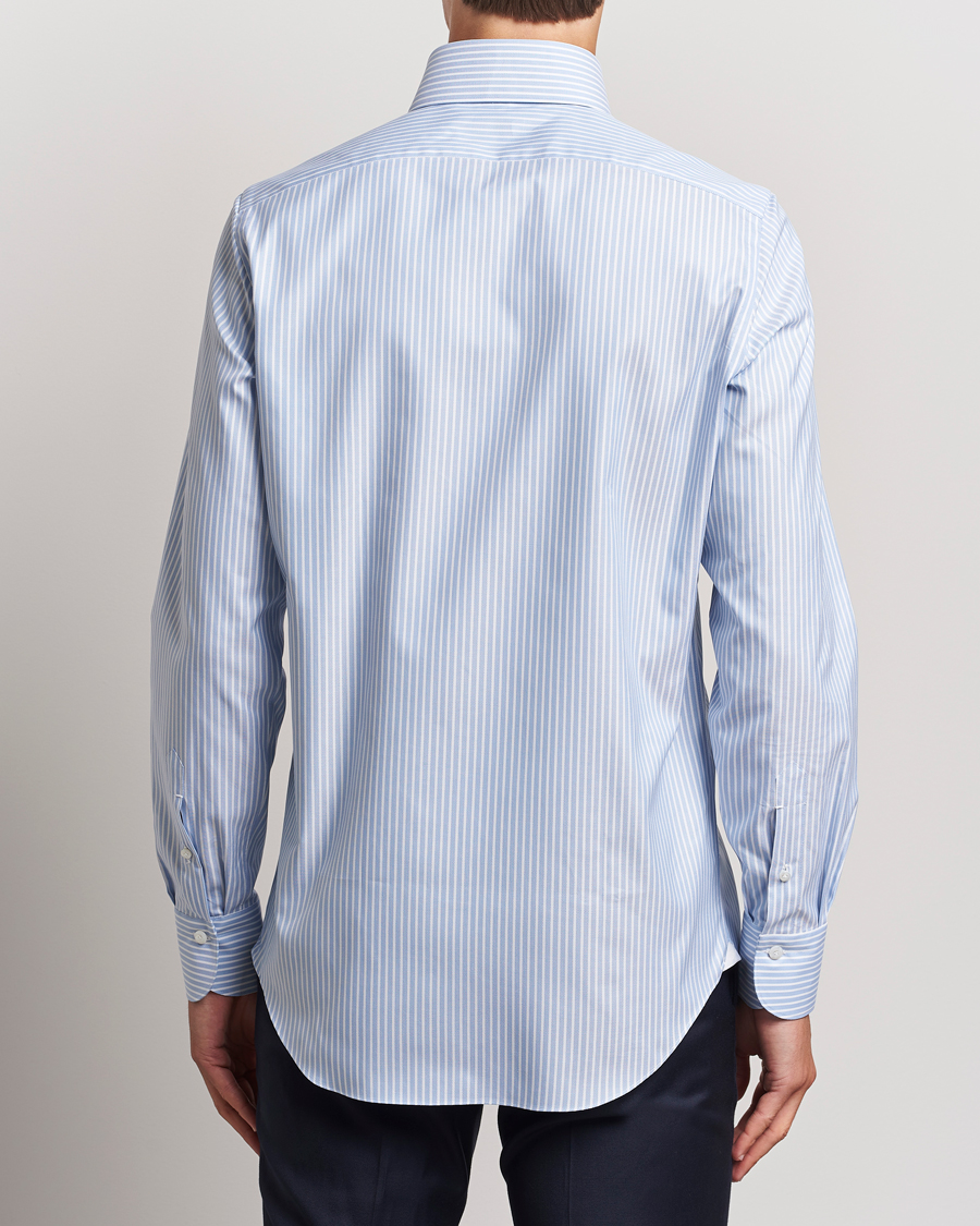 Hombres | Camisas | Finamore Napoli | Milano Slim Oxford Button Down Shirt Blue Stripe