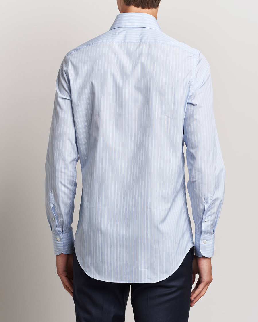 Hombres | Camisas | Finamore Napoli | Milano Slim Giza 170 Striped Dress Shirt Blue