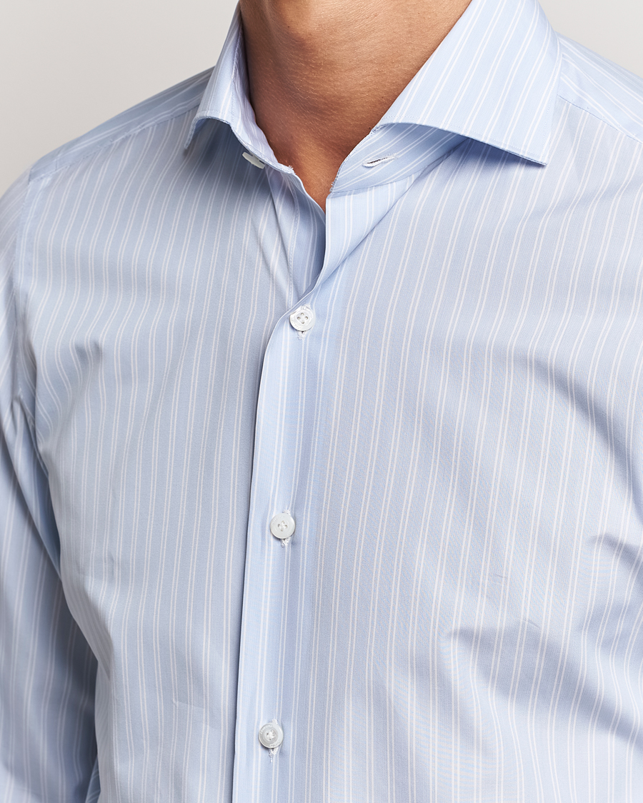 Hombres | Camisas | Finamore Napoli | Milano Slim Giza 170 Striped Dress Shirt Blue