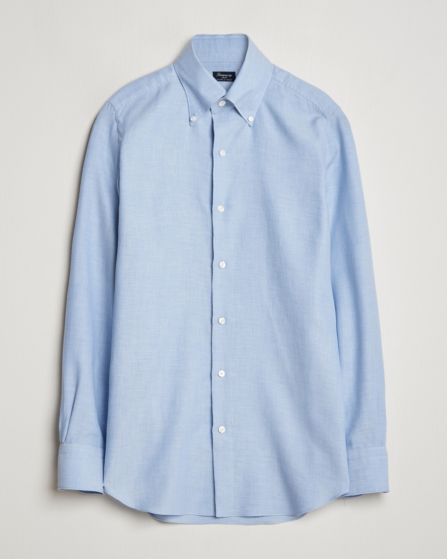 Hombres | Camisas | Finamore Napoli | Milano Slim Cashmere BD Shirt Light Blue