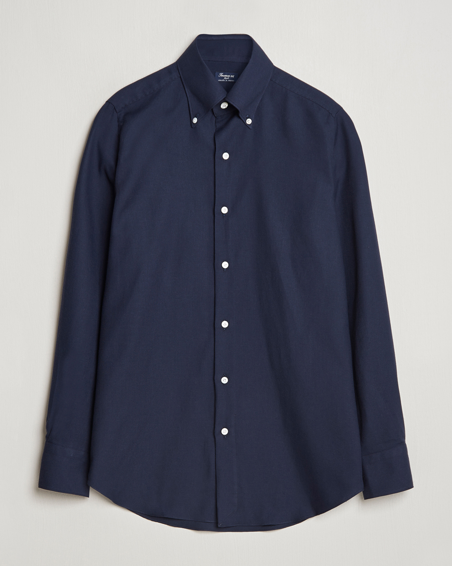 Hombres | Camisas | Finamore Napoli | Milano Slim Cashmere BD Shirt Navy