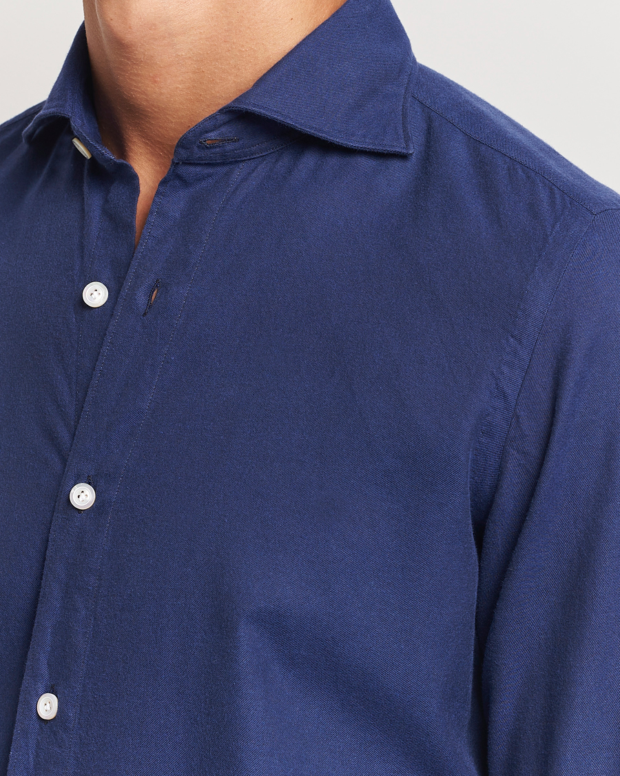 Hombres | Camisas | Finamore Napoli | Gaeta Flannel Shirt Navy