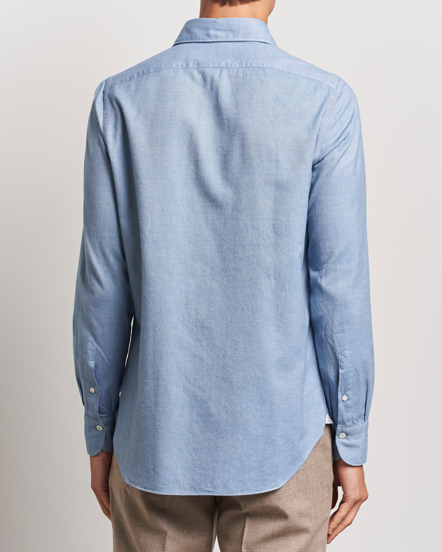 Hombres | Camisas | Finamore Napoli | Gaeta Flannel Shirt Light Blue