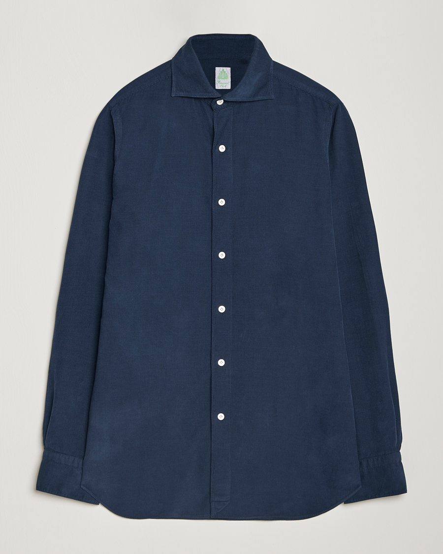 Hombres | Camisas | Finamore Napoli | Gaeta Corduroy Shirt Navy