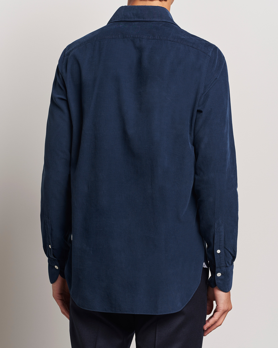 Hombres | Camisas | Finamore Napoli | Gaeta Corduroy Shirt Navy