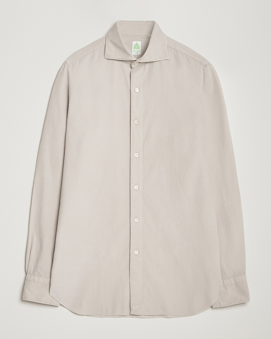 Hombres | Camisas | Finamore Napoli | Gaeta Corduroy Shirt Light Beige