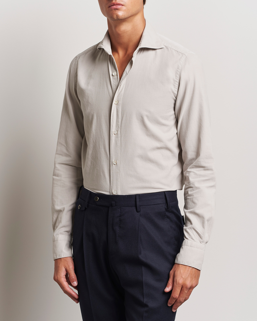 Hombres | Camisas | Finamore Napoli | Gaeta Corduroy Shirt Light Beige