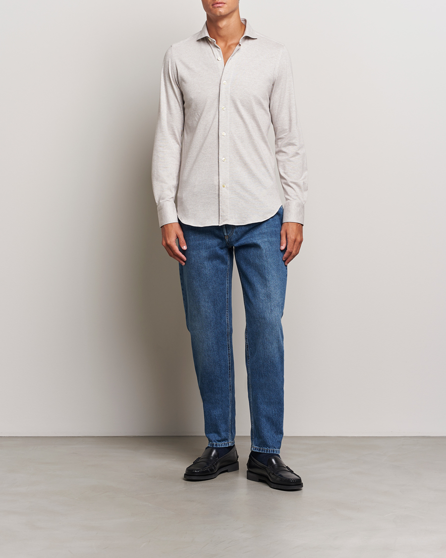 Hombres | Camisas | Finamore Napoli | Cotton/Cashmere Jersey Shirt Beige