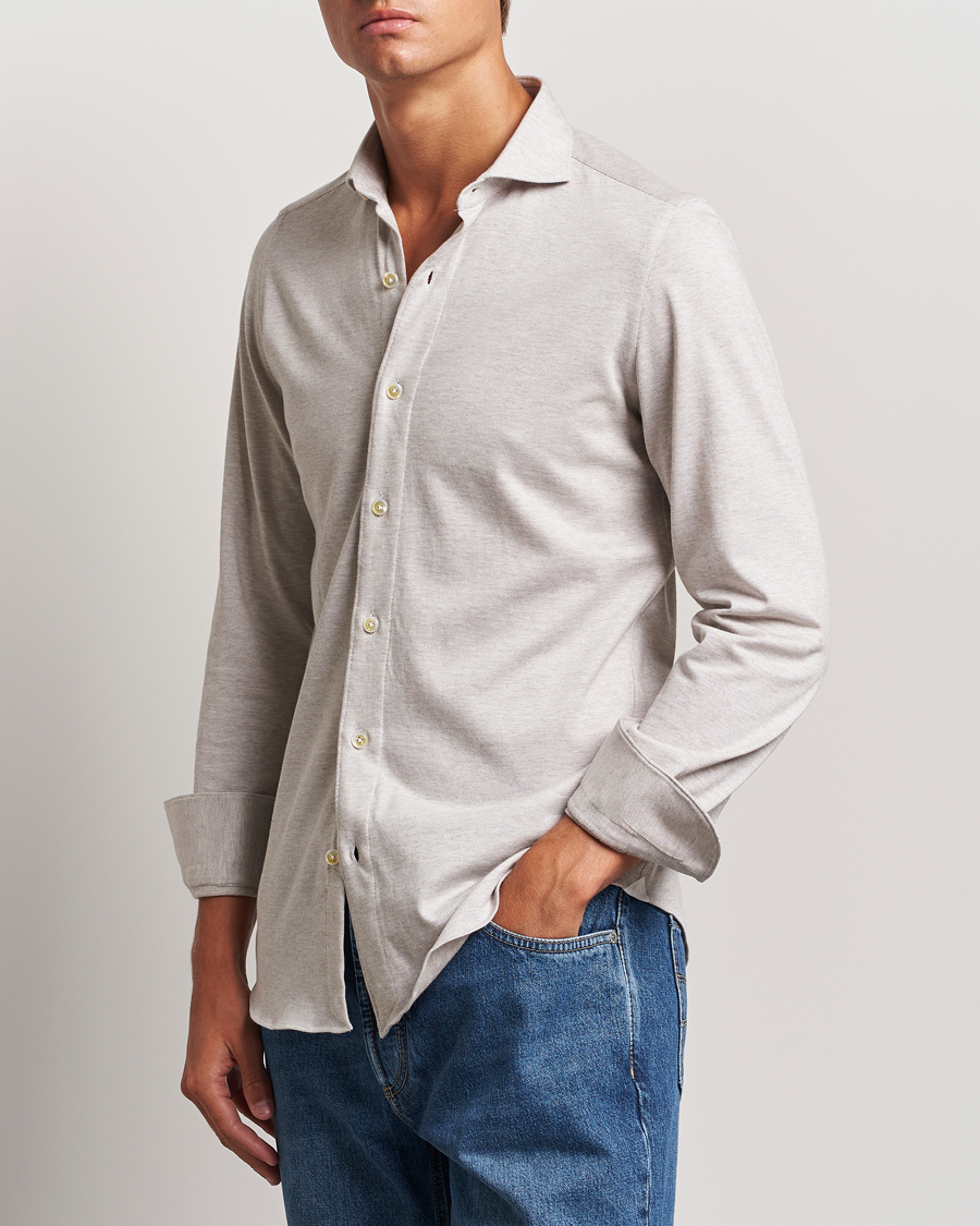 Hombres | Camisas | Finamore Napoli | Cotton/Cashmere Jersey Shirt Beige