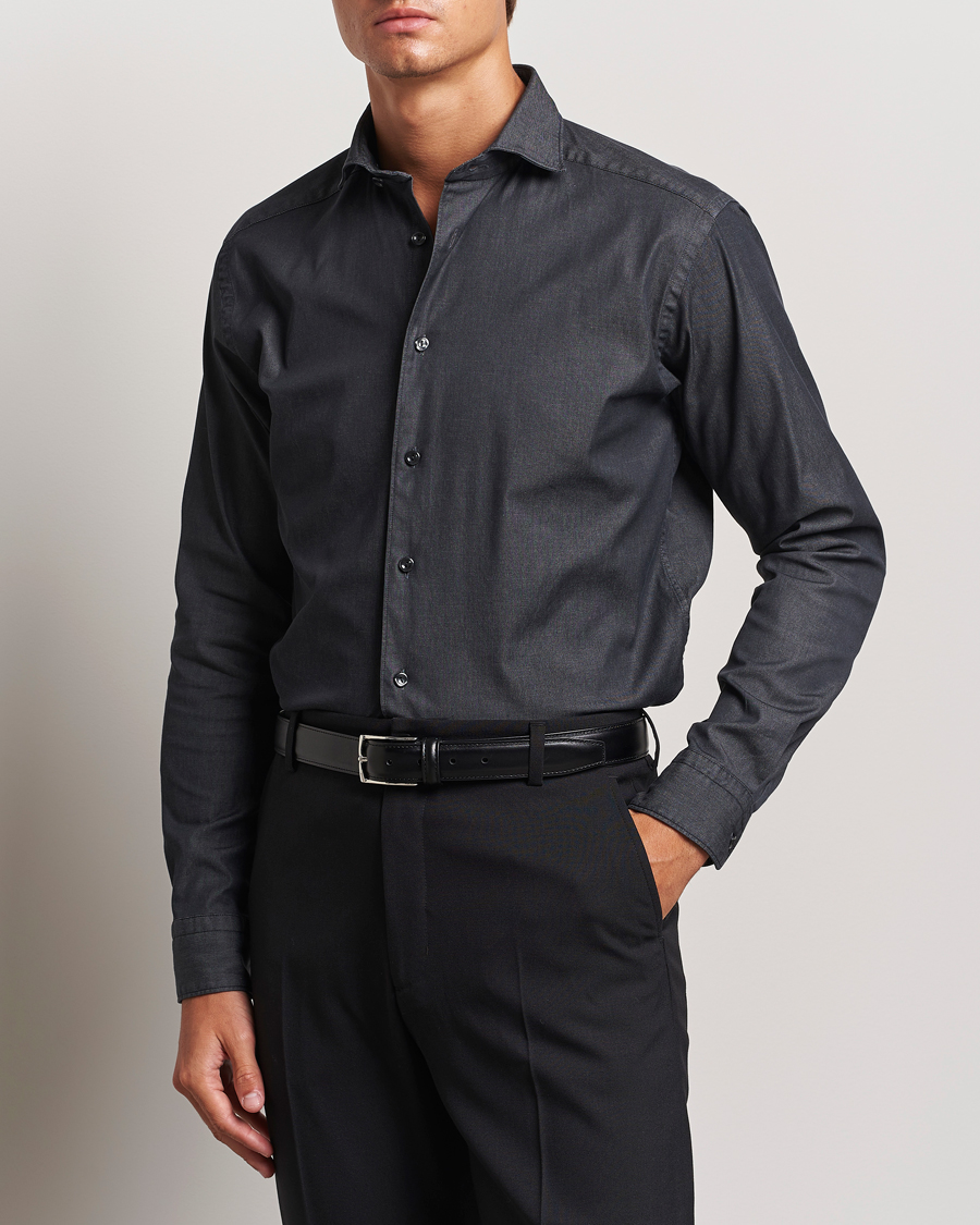 Hombres | Camisas | Eton | Slim Fit Stretch Denim Shirt Black