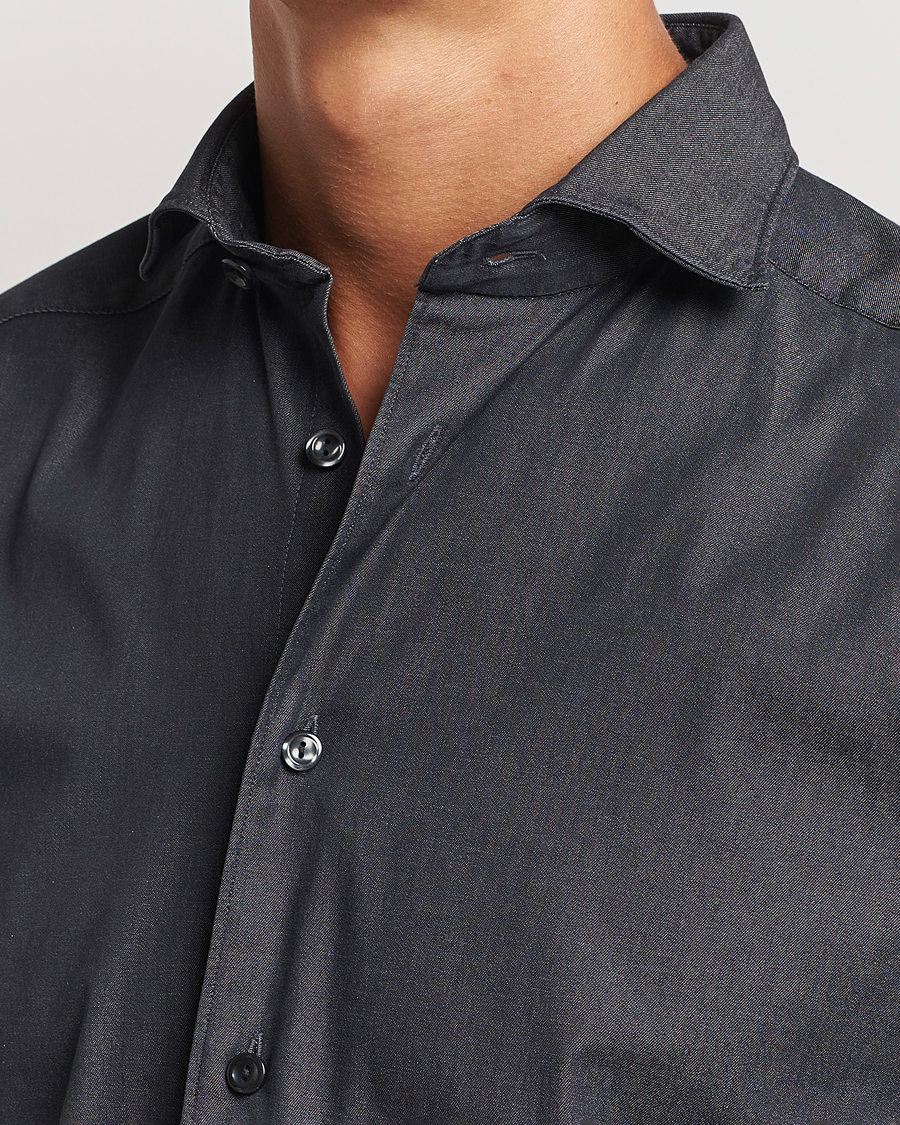 Hombres | Camisas | Eton | Slim Fit Stretch Denim Shirt Black