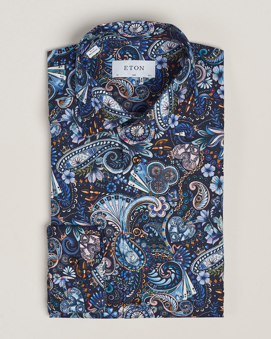 Hombres | Camisas | Eton | Slim Fit Signature Twill Printed Shirt Navy