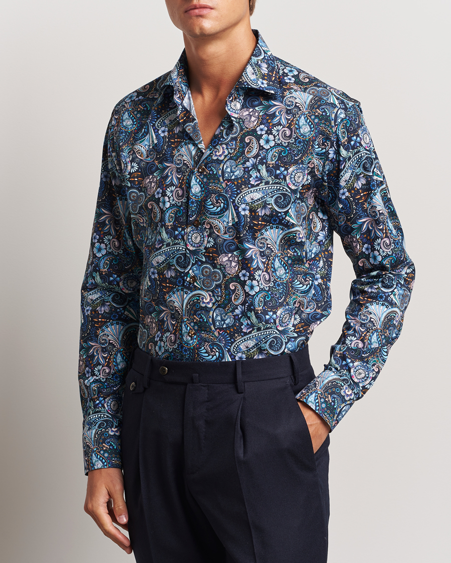 Hombres | Camisas | Eton | Slim Fit Signature Twill Printed Shirt Navy