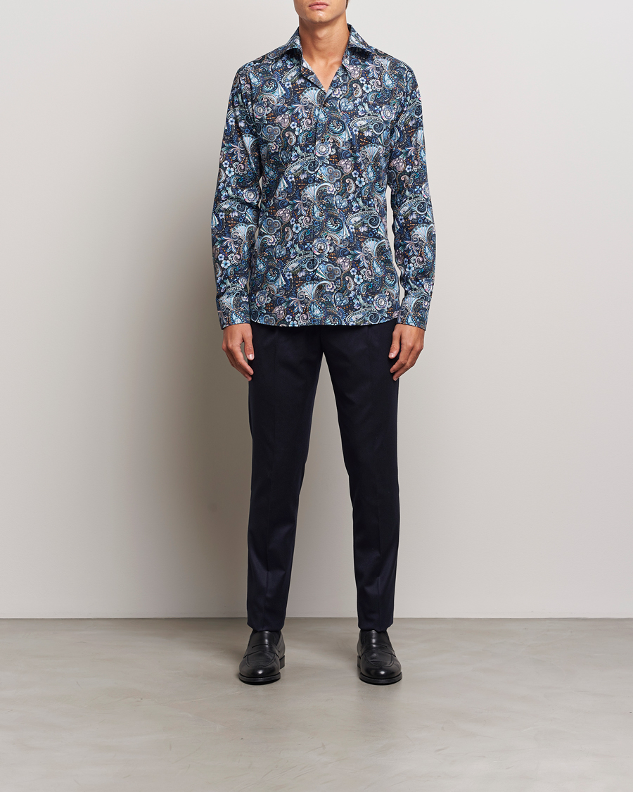 Hombres | Camisas | Eton | Slim Fit Signature Twill Printed Shirt Navy