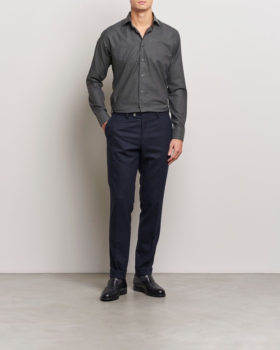 Hombres | Camisas | Eton | Slim Fit Wrinkle Free Flannel Pepita Shirt Green