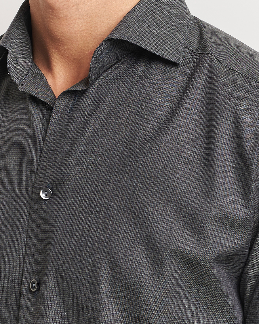 Hombres | Camisas | Eton | Slim Fit Wrinkle Free Flannel Pepita Shirt Green