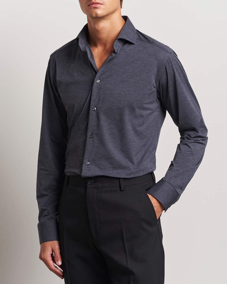 Hombres | Camisas | Eton | Slim Fit Four Way Stretch Shirt Dark Grey