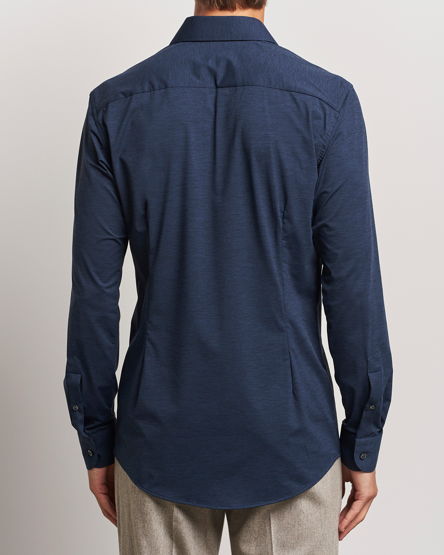 Hombres | Camisas | Eton | Slim Fit Four Way Stretch Shirt Navy Blue