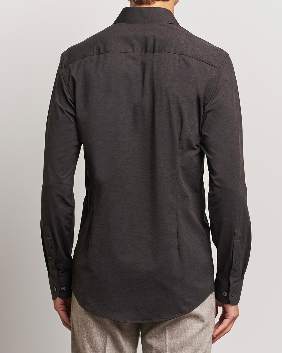 Hombres | Camisas | Eton | Slim Fit Four Way Stretch Shirt Dark Brown