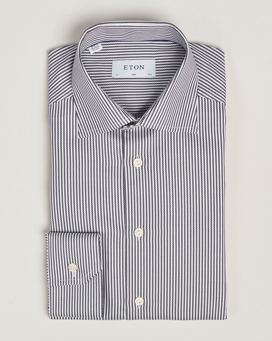 Hombres | Camisas | Eton | Slim Fit Signature Twill Striped Shirt Grey/White