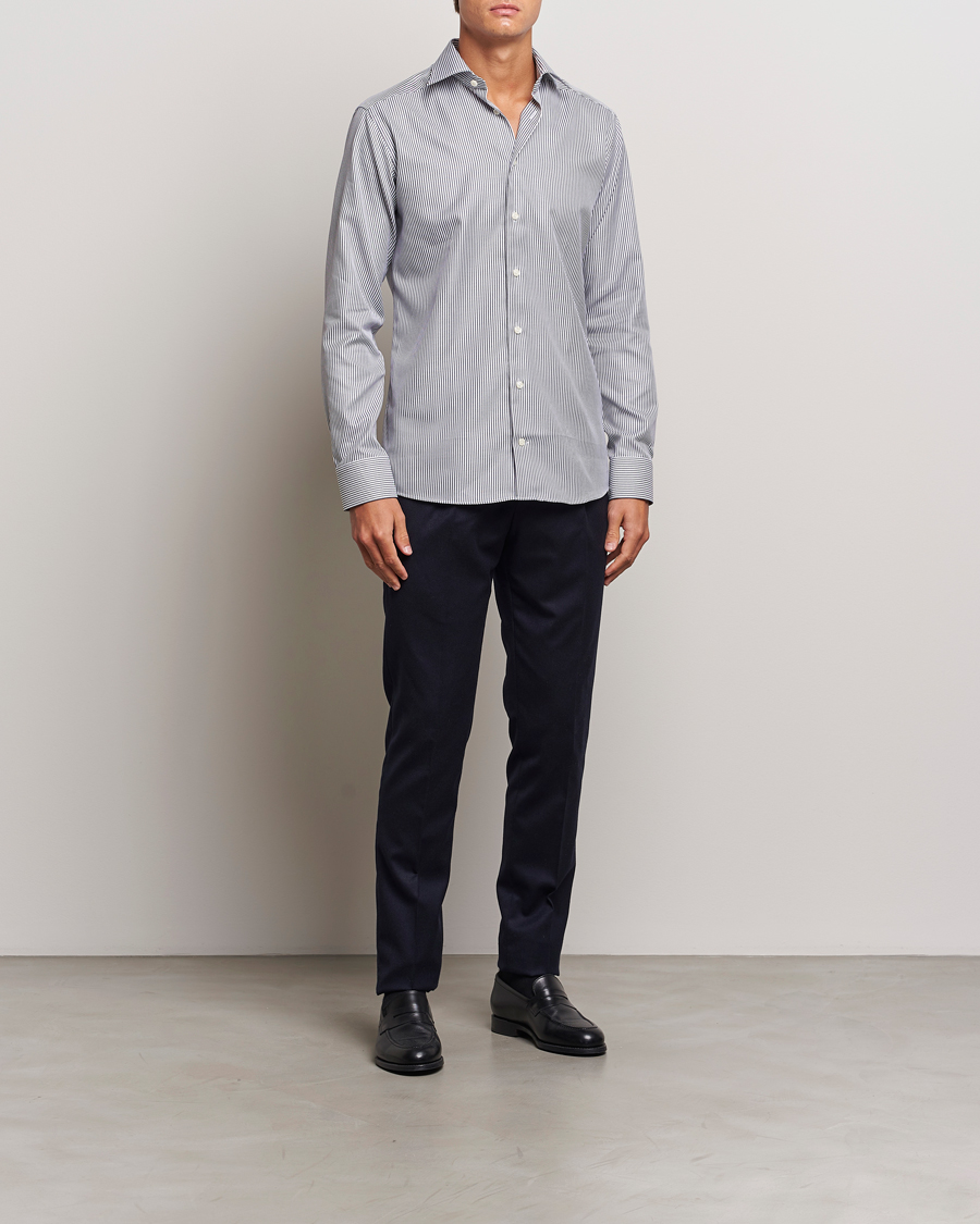 Hombres | Camisas | Eton | Slim Fit Signature Twill Striped Shirt Grey/White