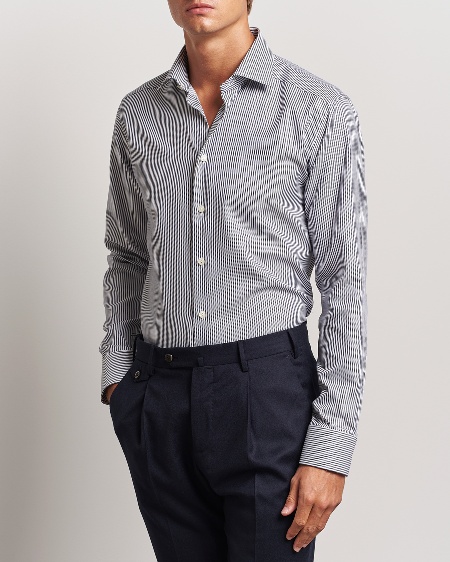 Hombres | Camisas | Eton | Slim Fit Signature Twill Striped Shirt Grey/White