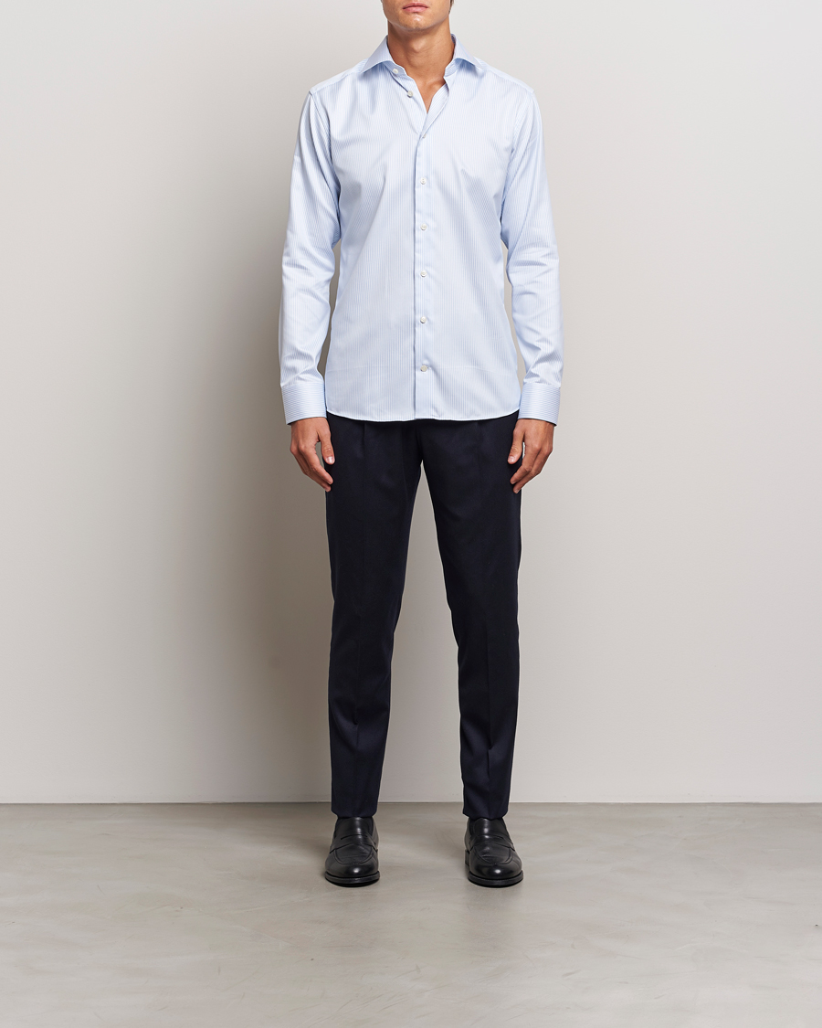 Hombres | Camisas | Eton | Slim Fit Signature Twill Striped Shirt Blue/White