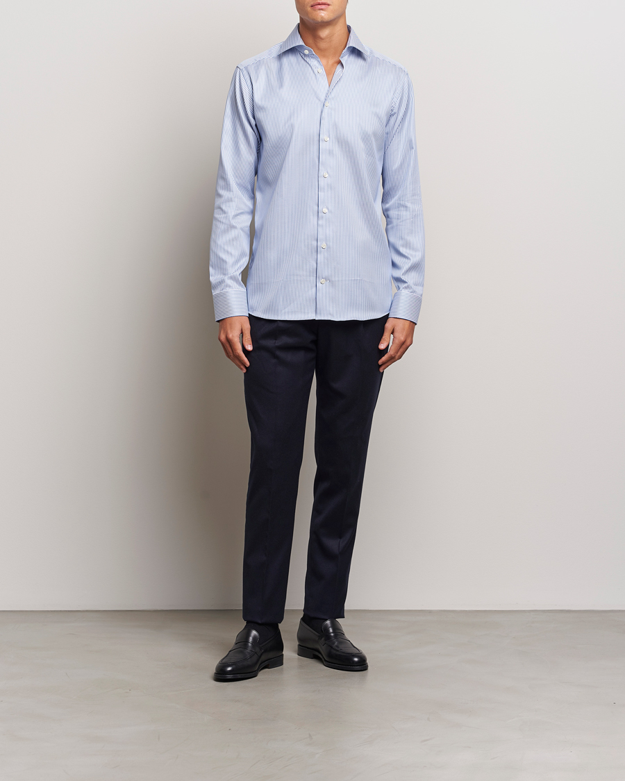 Hombres | Camisas | Eton | Slim Fit Signature Twill Striped Shirt Blue/White