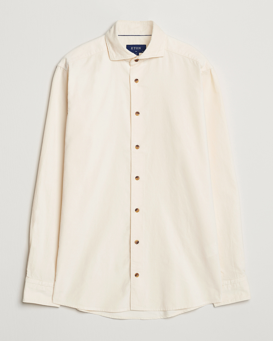 Hombres | Camisas | Eton | Slim Fit Fine Wale Corduroy Shirt Off White