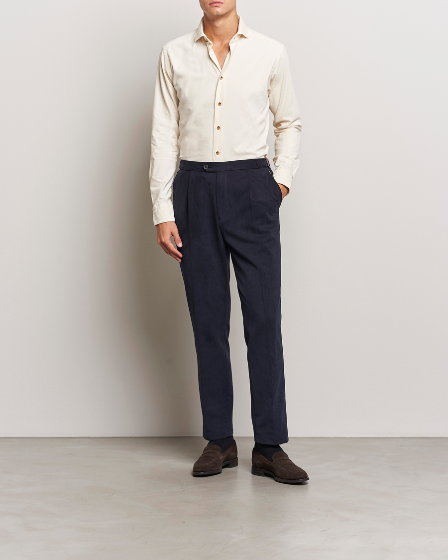 Hombres | Camisas | Eton | Slim Fit Fine Wale Corduroy Shirt Off White