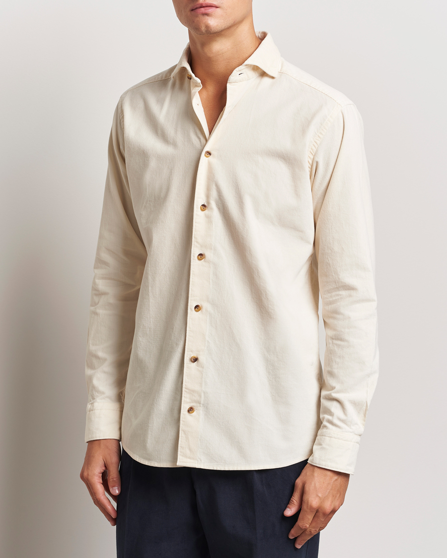 Hombres | Camisas | Eton | Slim Fit Fine Wale Corduroy Shirt Off White