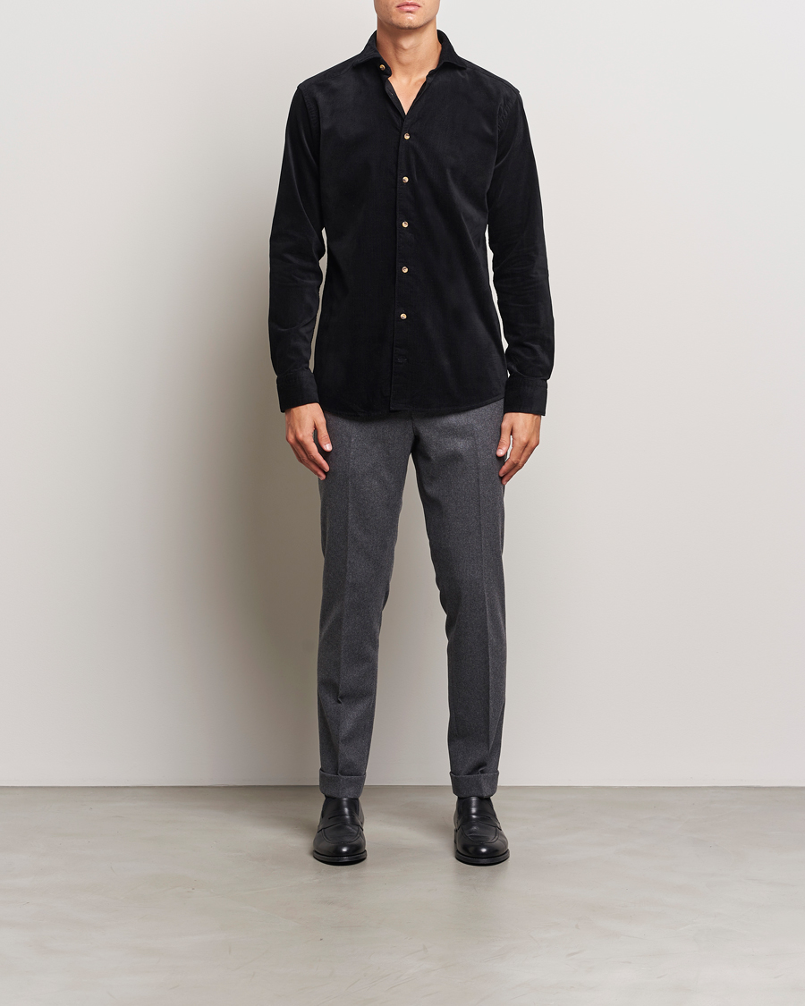 Hombres | Camisas | Eton | Slim Fit Fine Wale Corduroy Shirt Black