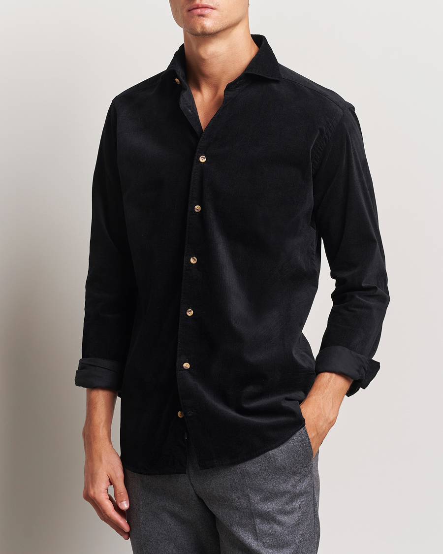 Hombres | Camisas | Eton | Slim Fit Fine Wale Corduroy Shirt Black
