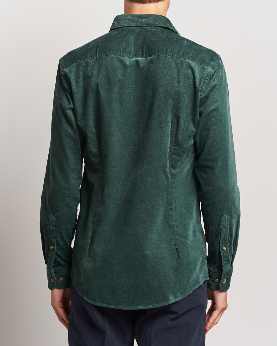 Hombres | Camisas | Eton | Slim Fit Fine Wale Corduroy Shirt Dark Green