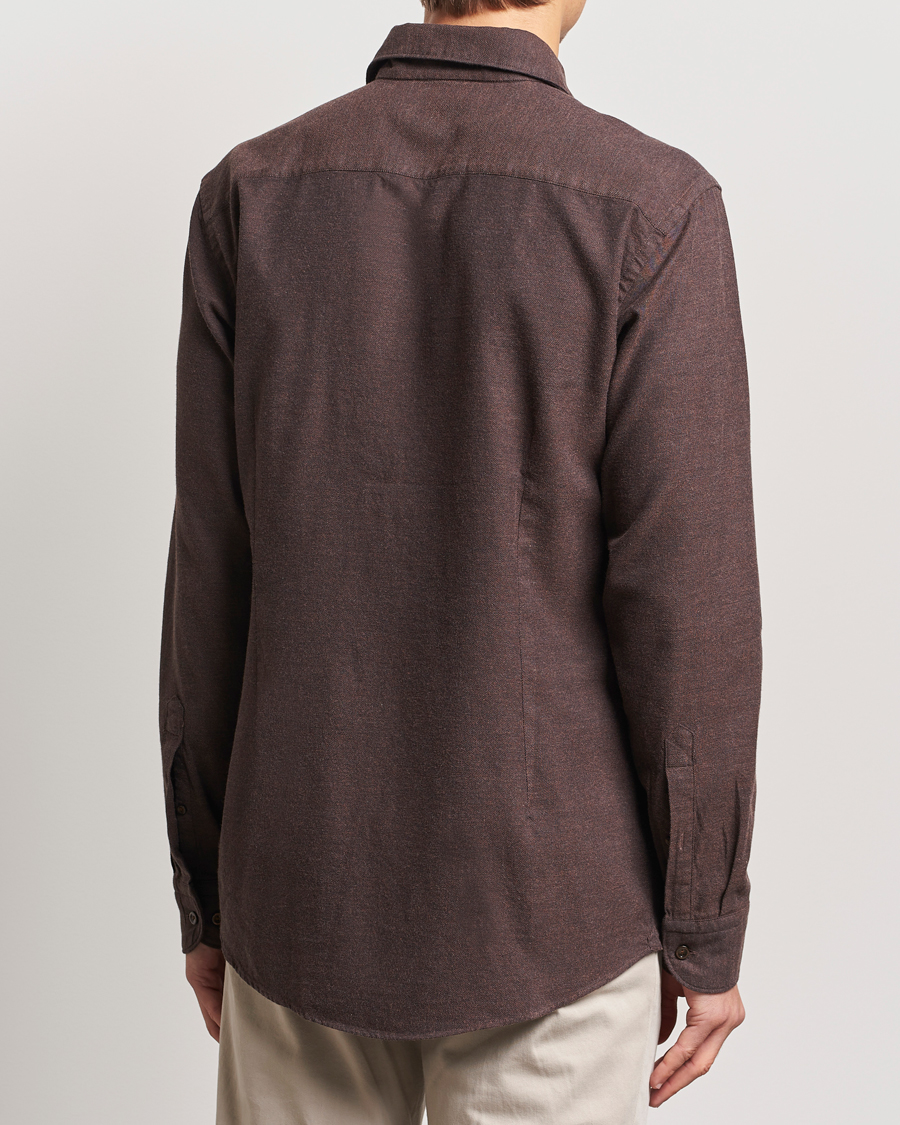 Hombres | Camisas | Eton | Slim Fit Twill Flannel Shirt Dark Brown