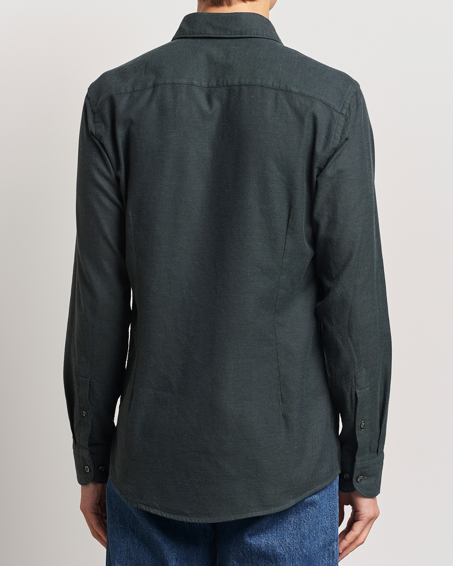 Hombres | Camisas | Eton | Slim Fit Twill Flannel Shirt Dark Green