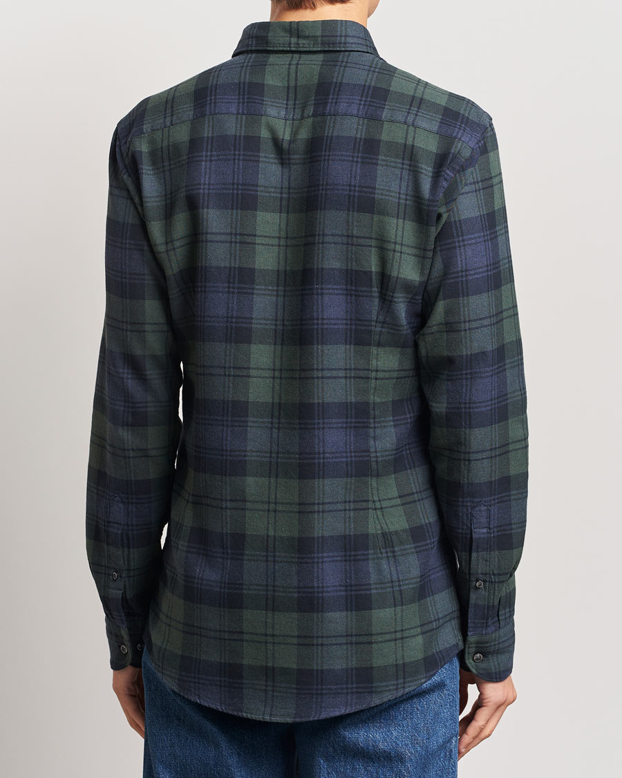 Hombres | Camisas | Eton | Slim Fit Checked Flannel Shirt Dark Green