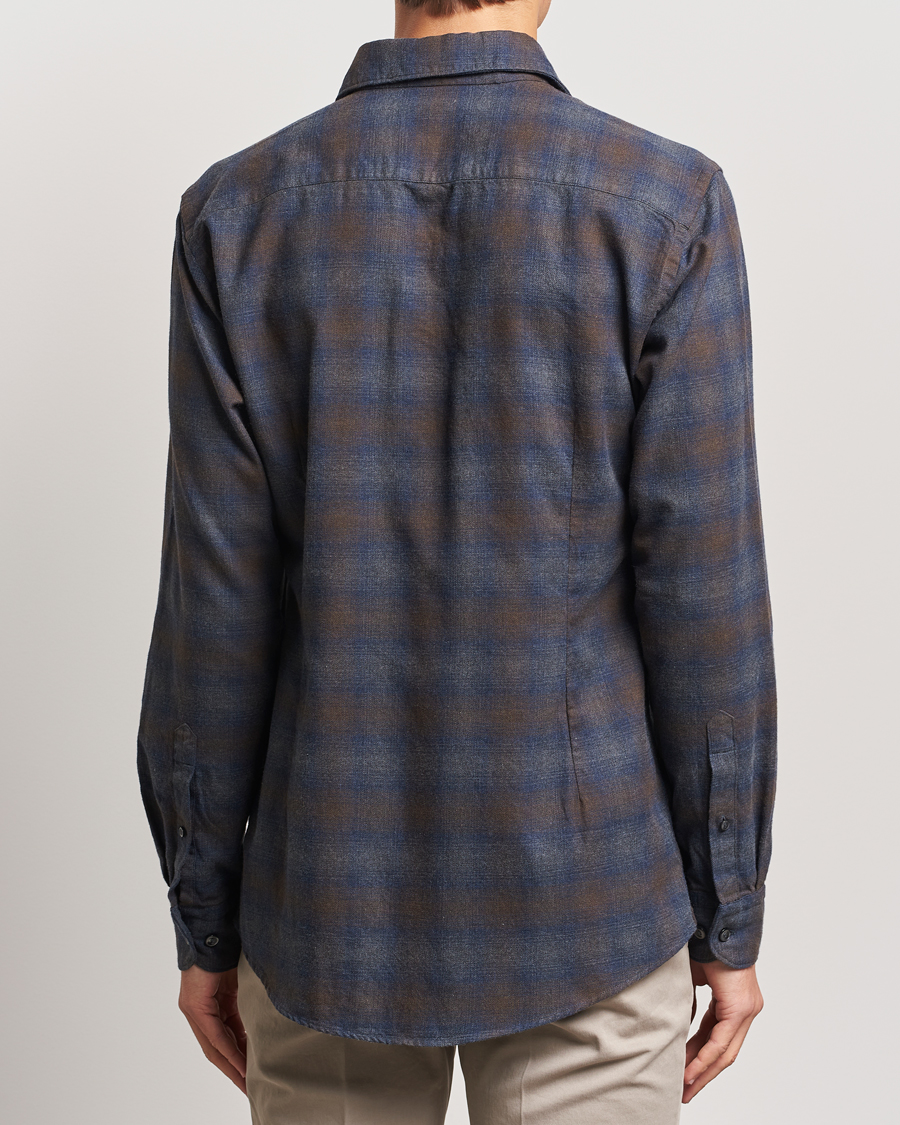 Hombres | Camisas | Eton | Slim Fit Checked Flannel Shirt Navy Blue