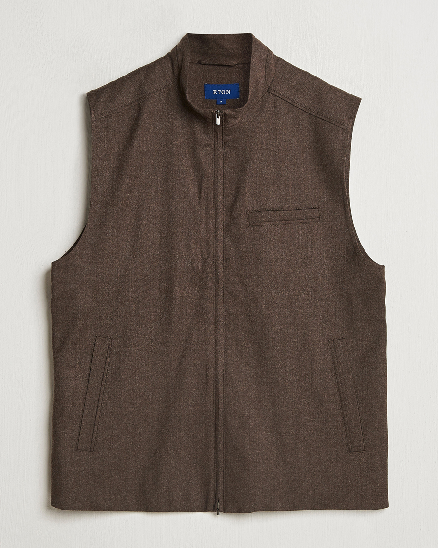 Hombres | Abrigos y chaquetas | Eton | Wool Flannel Vest Dark Brown