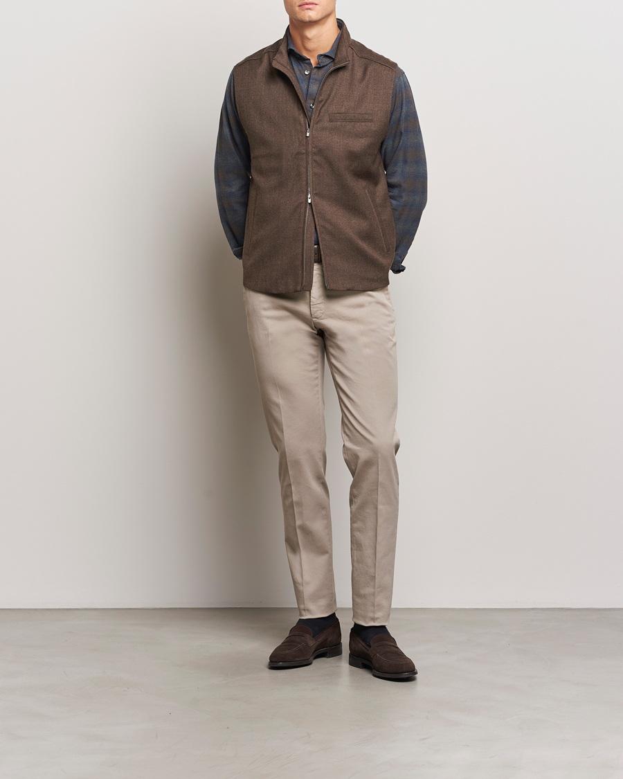 Hombres | Abrigos y chaquetas | Eton | Wool Flannel Vest Dark Brown