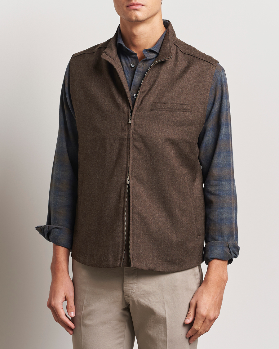 Hombres | Abrigos y chaquetas | Eton | Wool Flannel Vest Dark Brown