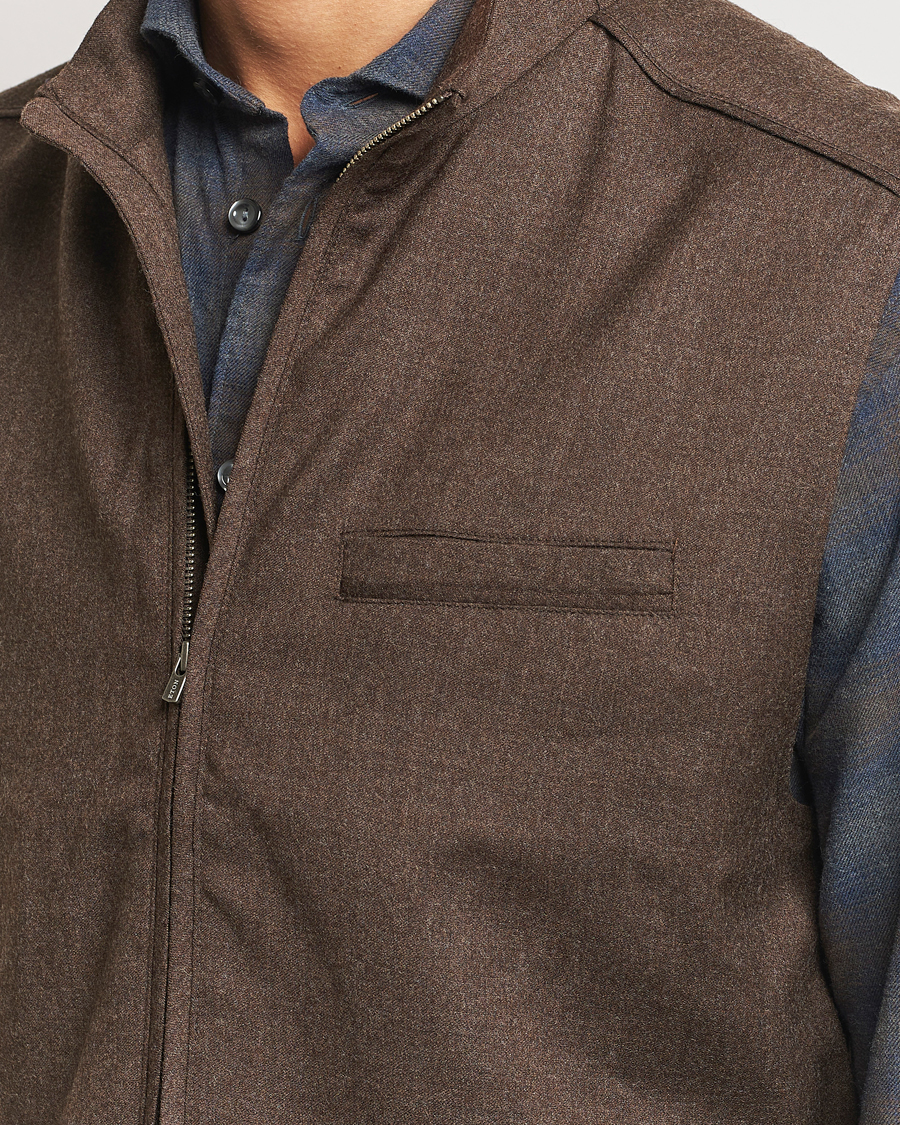 Hombres | Abrigos y chaquetas | Eton | Wool Flannel Vest Dark Brown