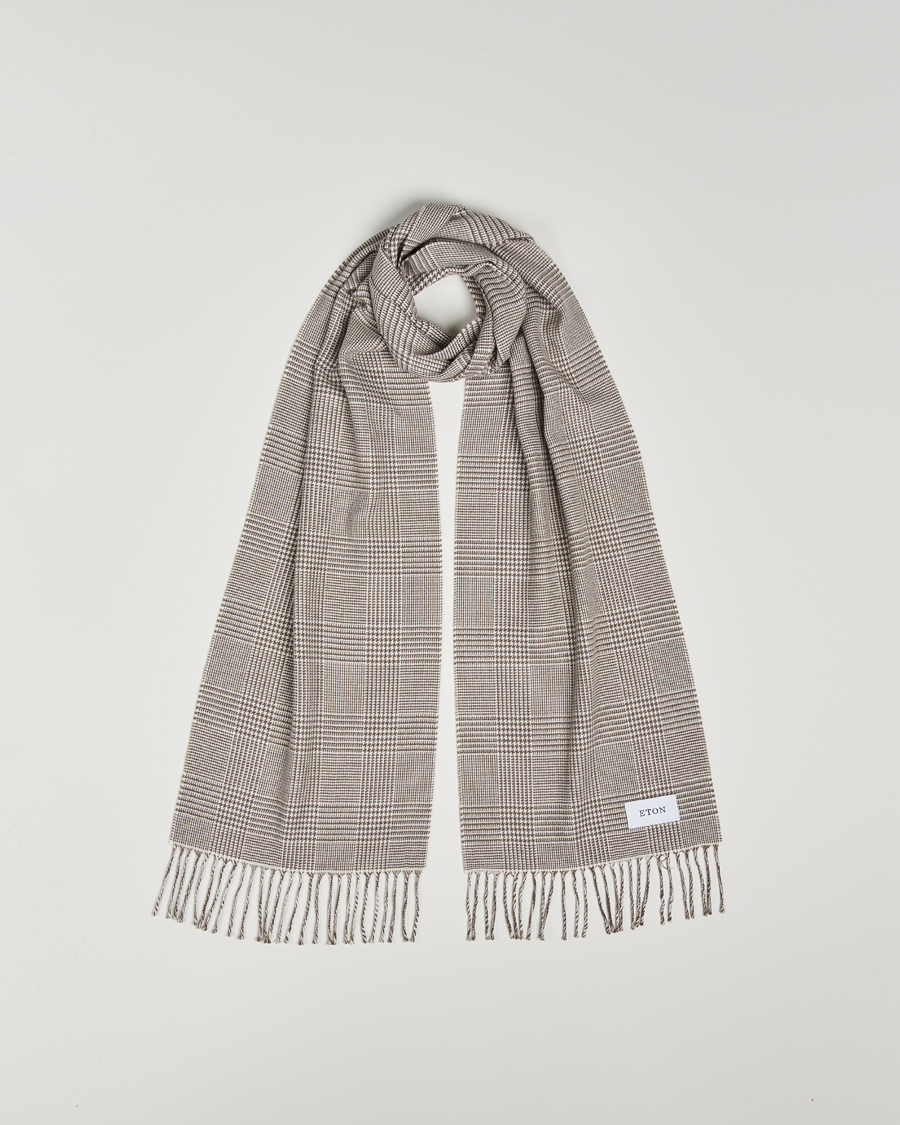 Hombres | Eton Merino Wool Prince Of Wales Scarf Beige | Eton | Merino Wool Prince Of Wales Scarf Beige